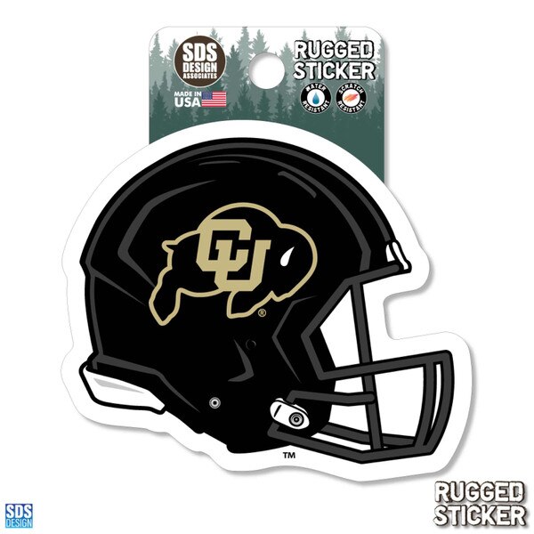 University of Colorado rugged sticker featuring a black football helmet with the CU Buffaloes logo on the side.